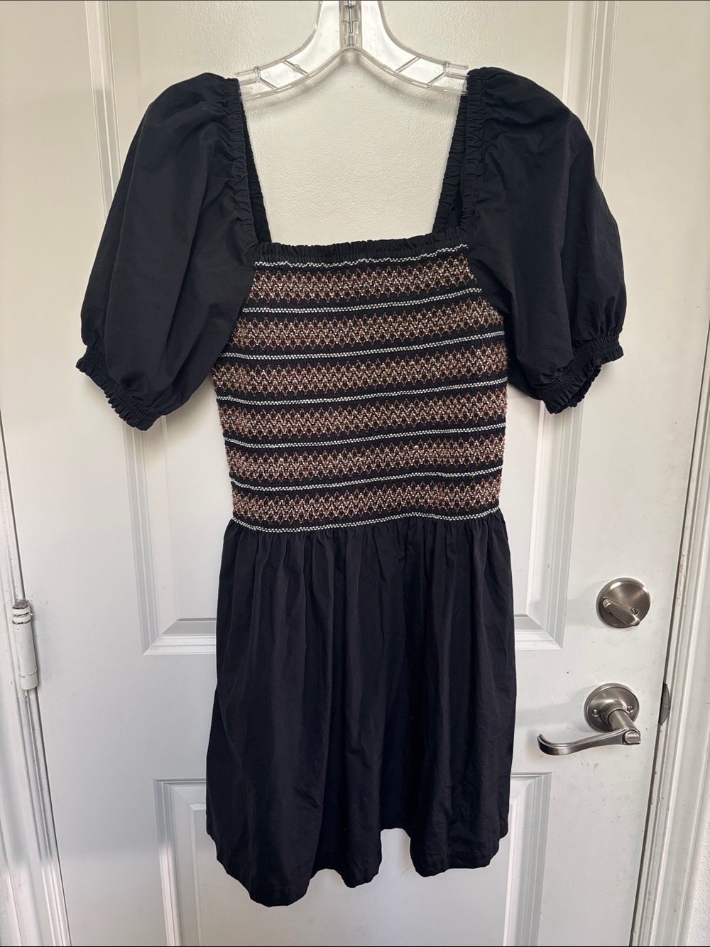 Madewell Black Puff Sleeve Smocked Women’s Dress
